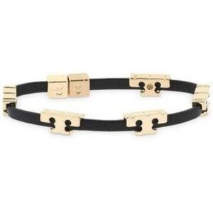 NWOT Tory Burch GoldT Black Leather Magnetic Bracelet